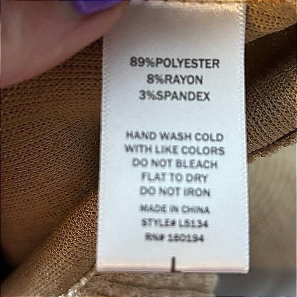 By Together Tan Ribbed Turtleneck Balloon Sleeve Cropped Sweater L5134 Large - Picture 3 of 5